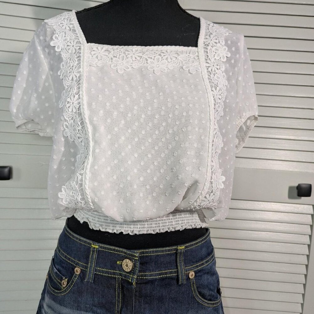 White sheer polka dot blouse